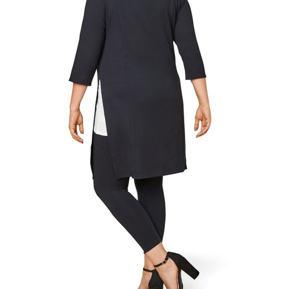 Seek No Further Women’s Plus Size 2X Ponte Open Front Long Cardigan - Black - Picture 2 of 5